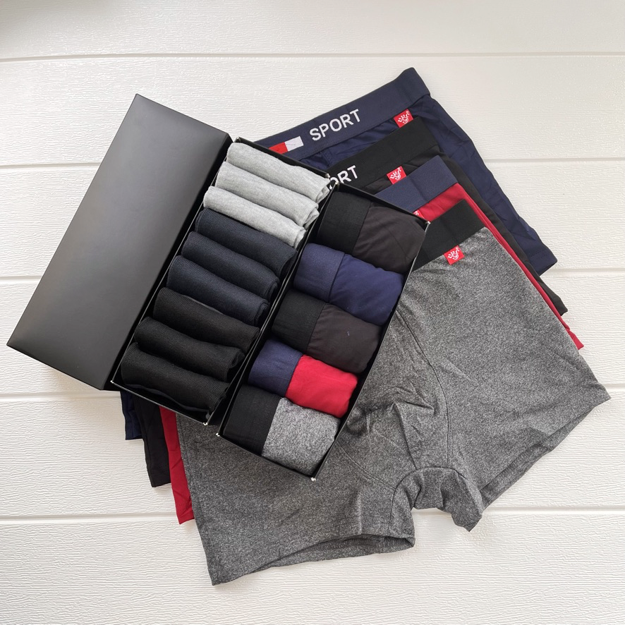 

Мужские трусы набор 5 штук боксеры для парня в подарочный коробке + 9 пар носков в подарок, Оливковый