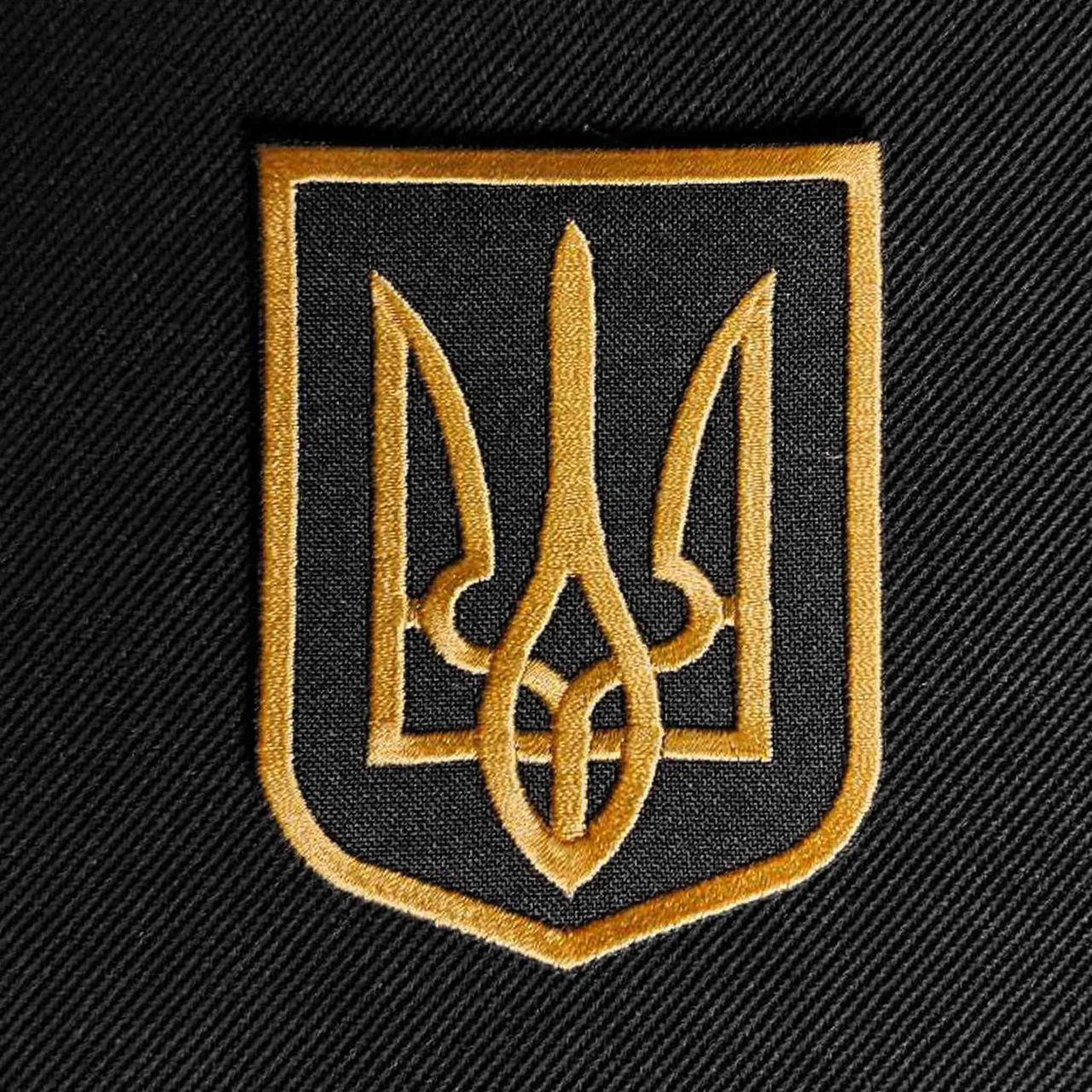 

Нашивка Тризуб чорний фон вишита, Черный