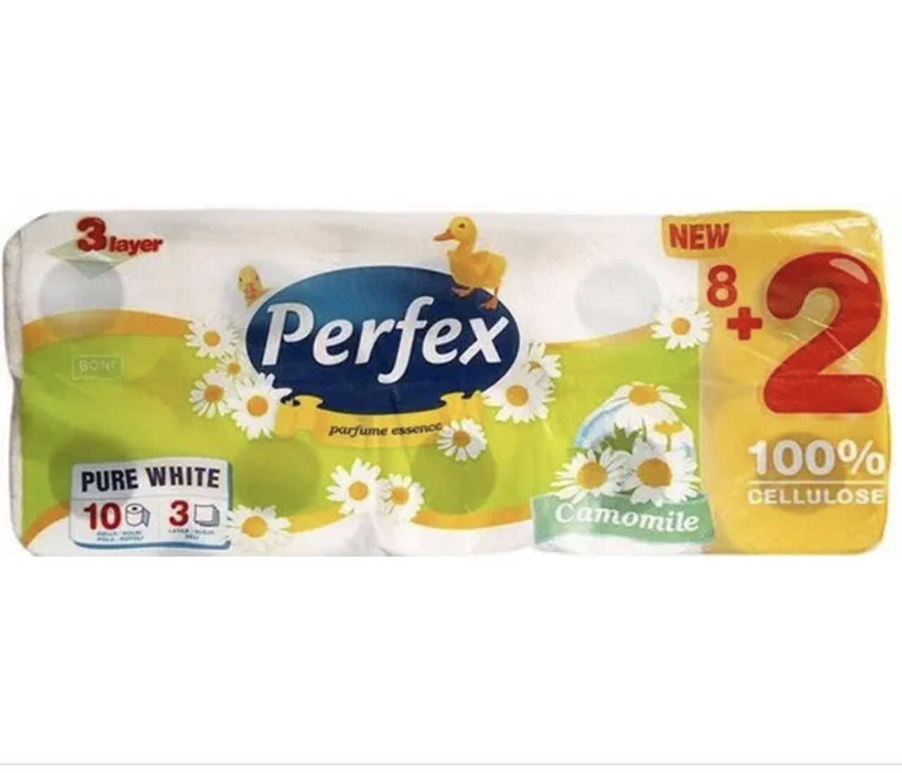 

Туалетная бумага Perfex 8+2 шт Ромашка 3 слоя 120 отрывов Сербия 8600101745958