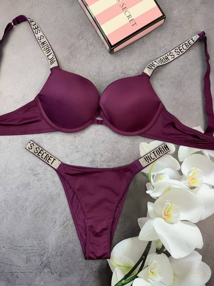 

Комплект женский Victoria’s Secret Model Rhinestone двойка топ+трусики фиолетовый