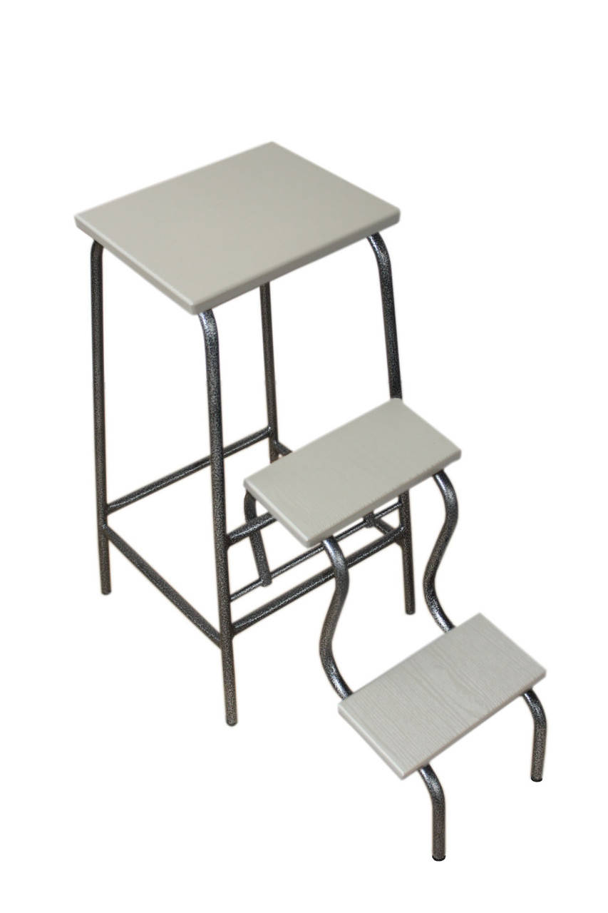 

Стул стремянка 65*34*34 см каркас графит с белыми ступенями на три ступени для дома и дачи, Белый