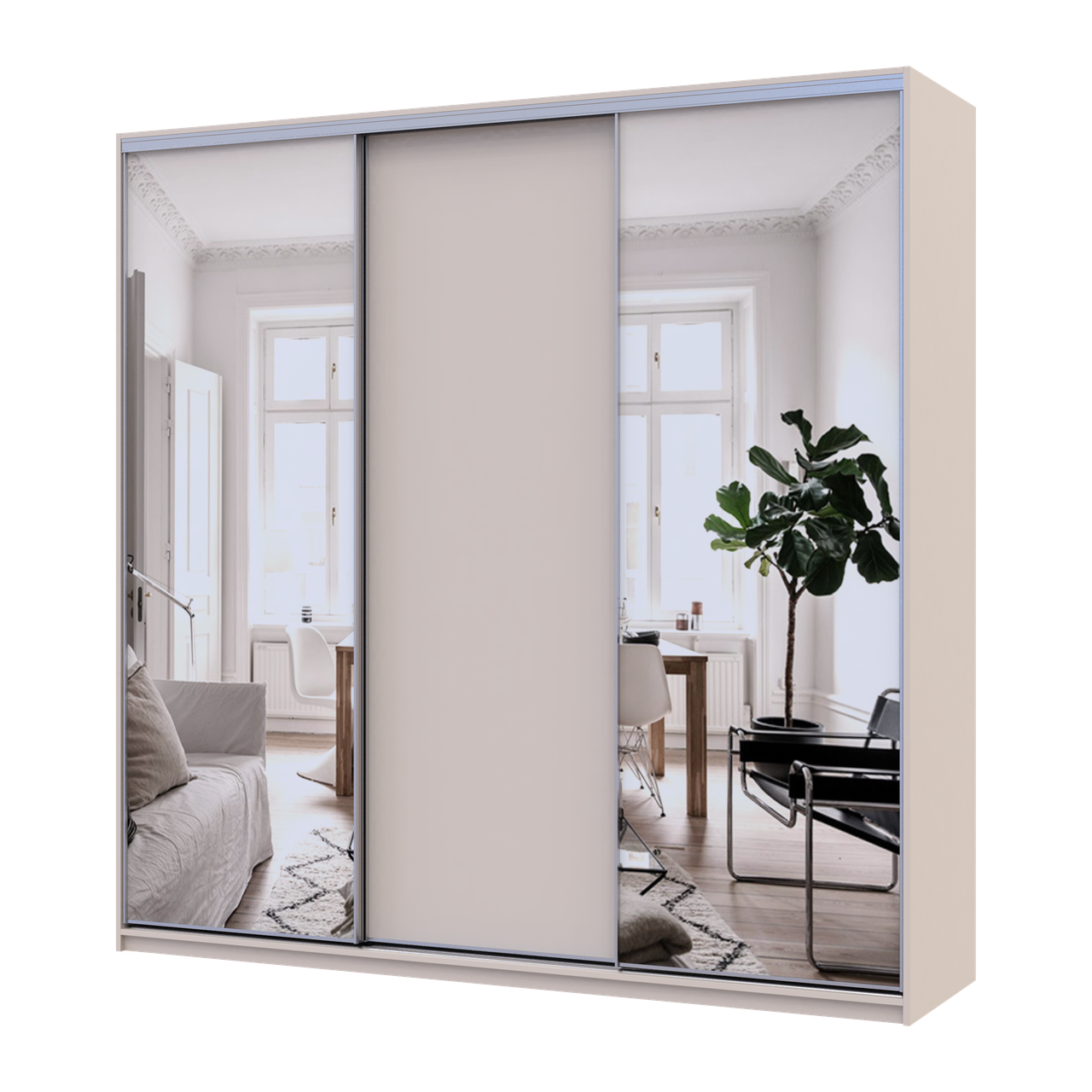 Шафа купе Doros Сіті Лайт Кашемір 1 ДСП / 2 дзеркала 225х60х225 (80736380)