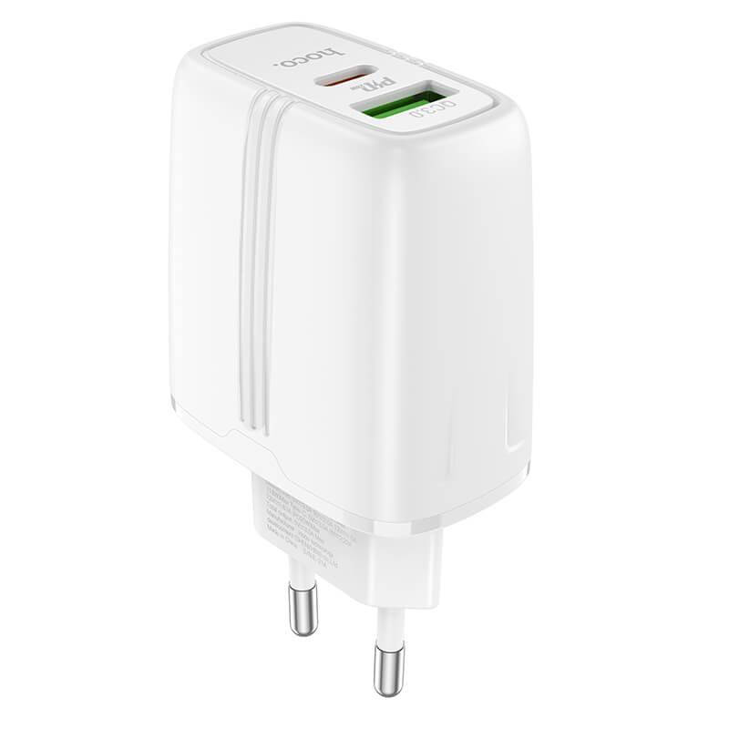 

Адаптер сетевой HOCO Powerful dual port charger N11 |1USB/1Type-C, PD/QC, 20W/3A|