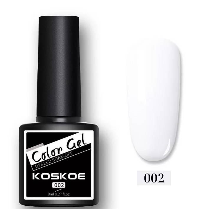 

8мл. Гель лак Color Gel Koskoe УФ UV, для маникюра, ногтей под лампу Белый 02