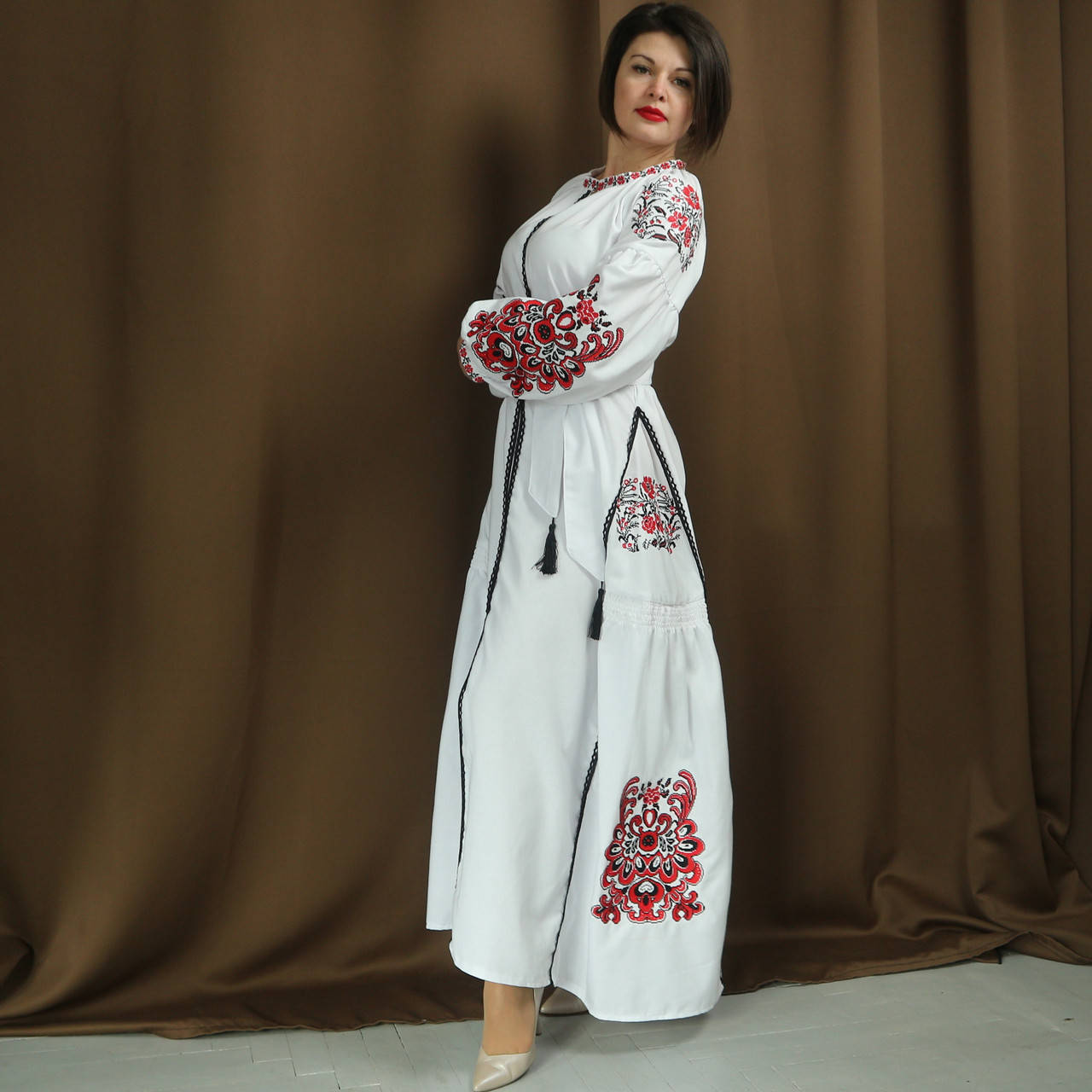 

Вышитое платье "Идрис" PJ-0033, Белый