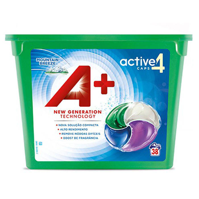 

Капсулы для стирки A+ Mountain Breeze 4в1 универсальные ароматизированные 38 шт
