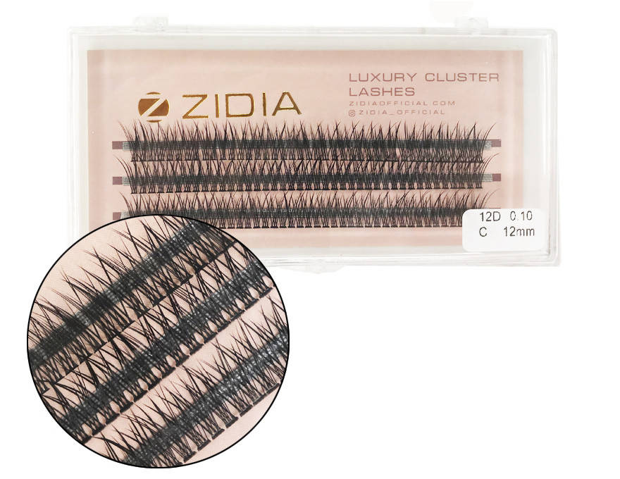 

Вії накладні пучкові рибячий хвіст Zidia Cluster Lashes Fish Tail 12D C 0.10 (3 лєнти, розмір 12 мм), Черный