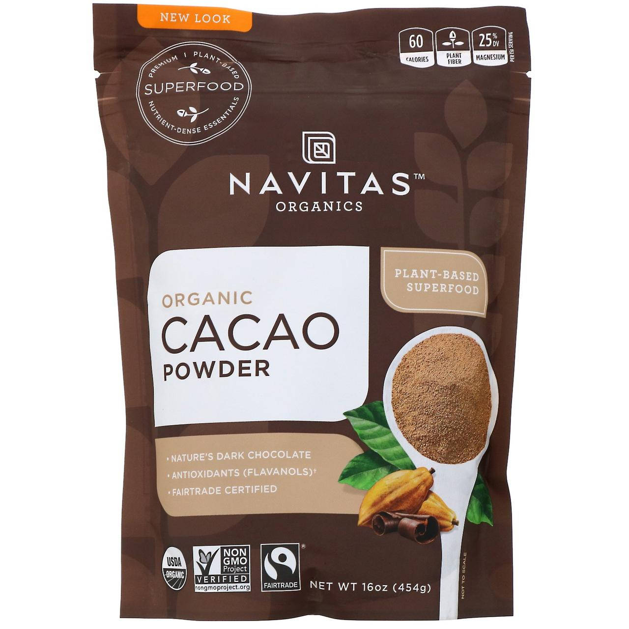 

Navitas Organics, Органический какао-порошок, 454 г (16 унций), официальный сайт, NAV-00084