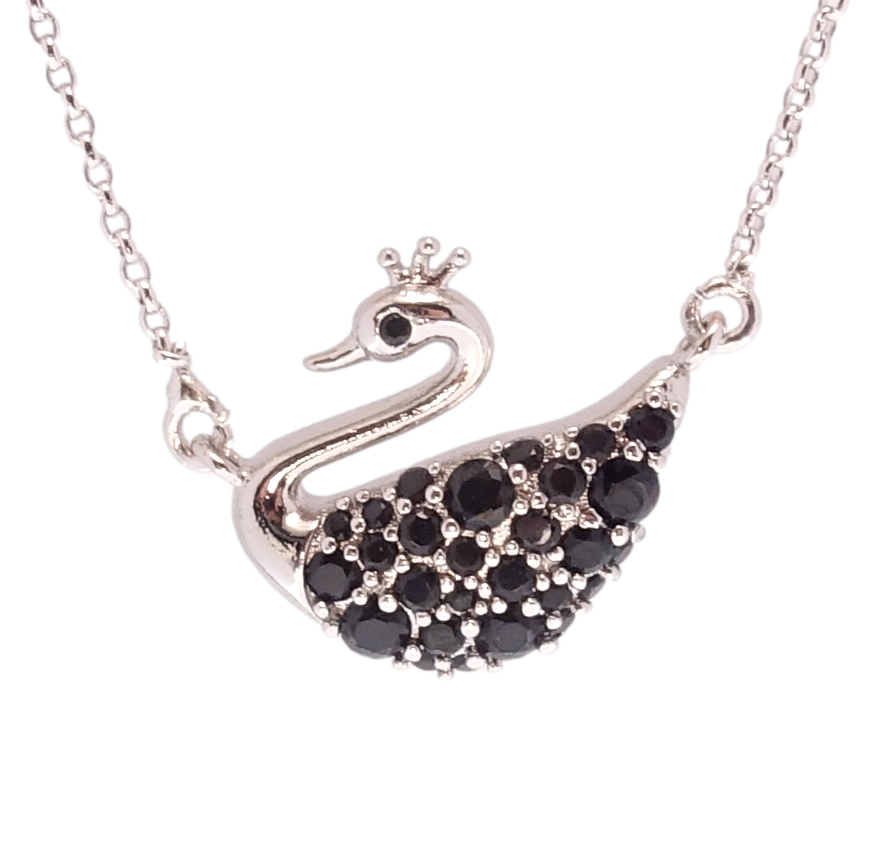 

Подвеска на цепочке Xuping Родий "Лебедь с черным цирконием" размер 40-45см х 1мм