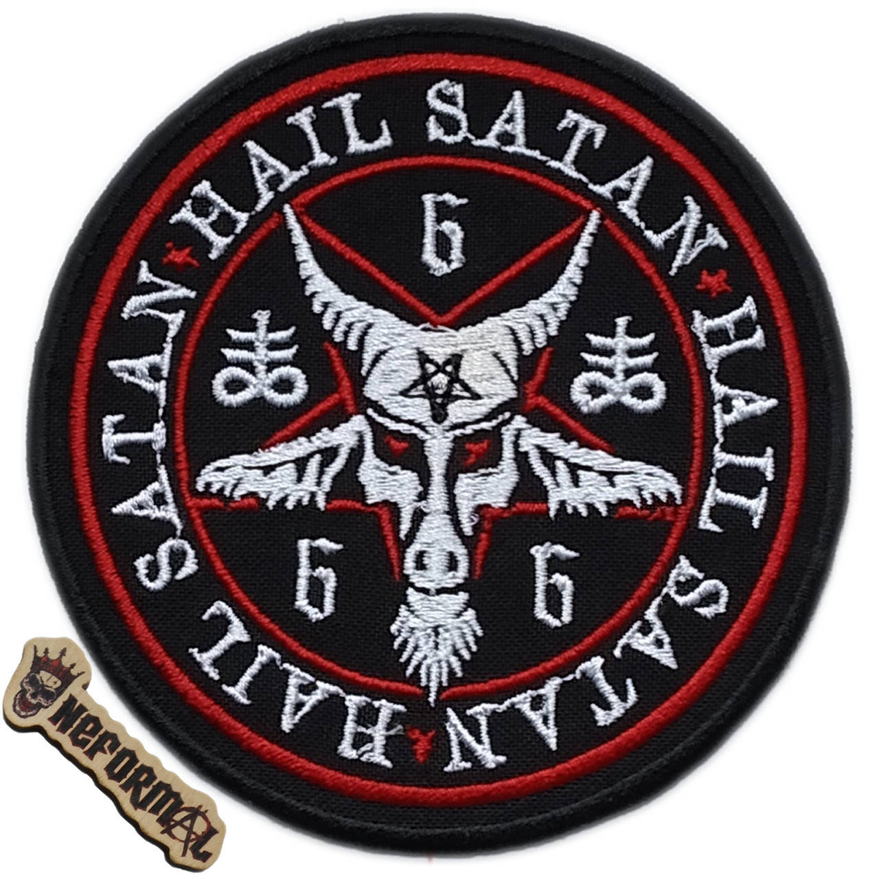 

Нашивка Hail Satan (бафомет) 10 см., Черный