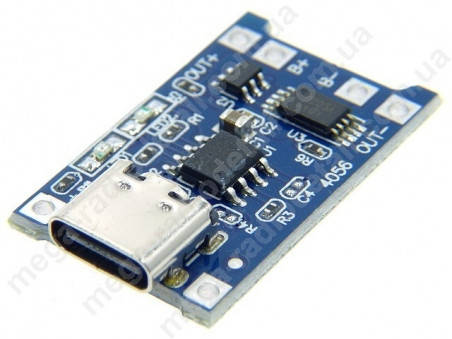 

Модуль зарядний 5V 1A TC4056 Type-C - Li-Ion 3.7V + захист