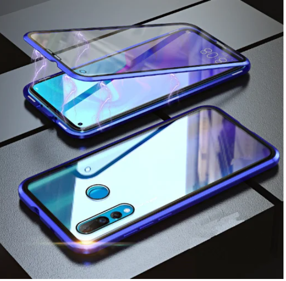 

Магнитный металл чехол FULL GLASS 360° для Huawei Honor 8X / синий
