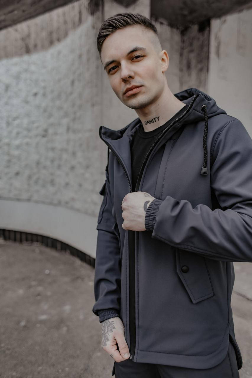 

Куртка мужская весенняя ветровка Intruder "SoftShell Easy" серая осенняя