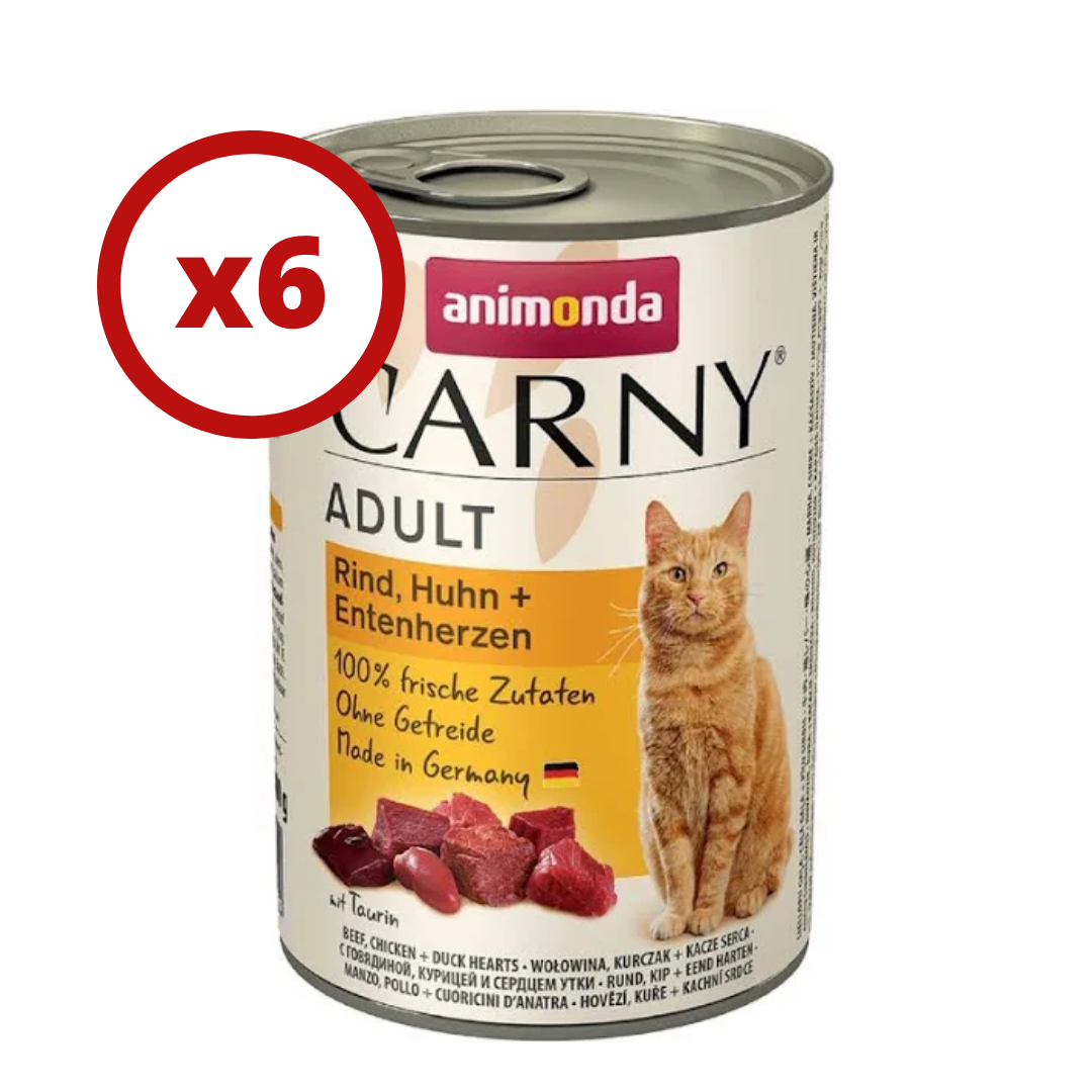 

Animonda Carny консервы для кошек 400г*6шт (говядина, курица и утиные сердечка)