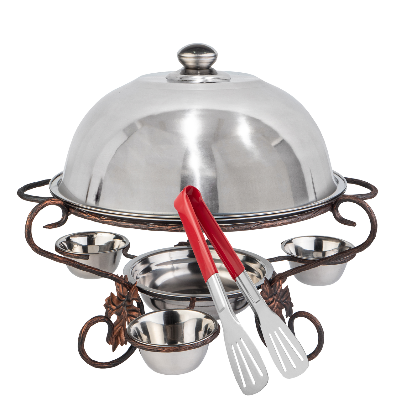 

Садж кованый 36см XL с соусницами для подачи шашлыка и подогрева мяса Щипцы в подарок