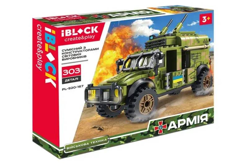 

Конструктор IBLOCK PL-920-167 АРМИЯ, 303 деталей, в коробке 32,5*6*26 см, Зелёный