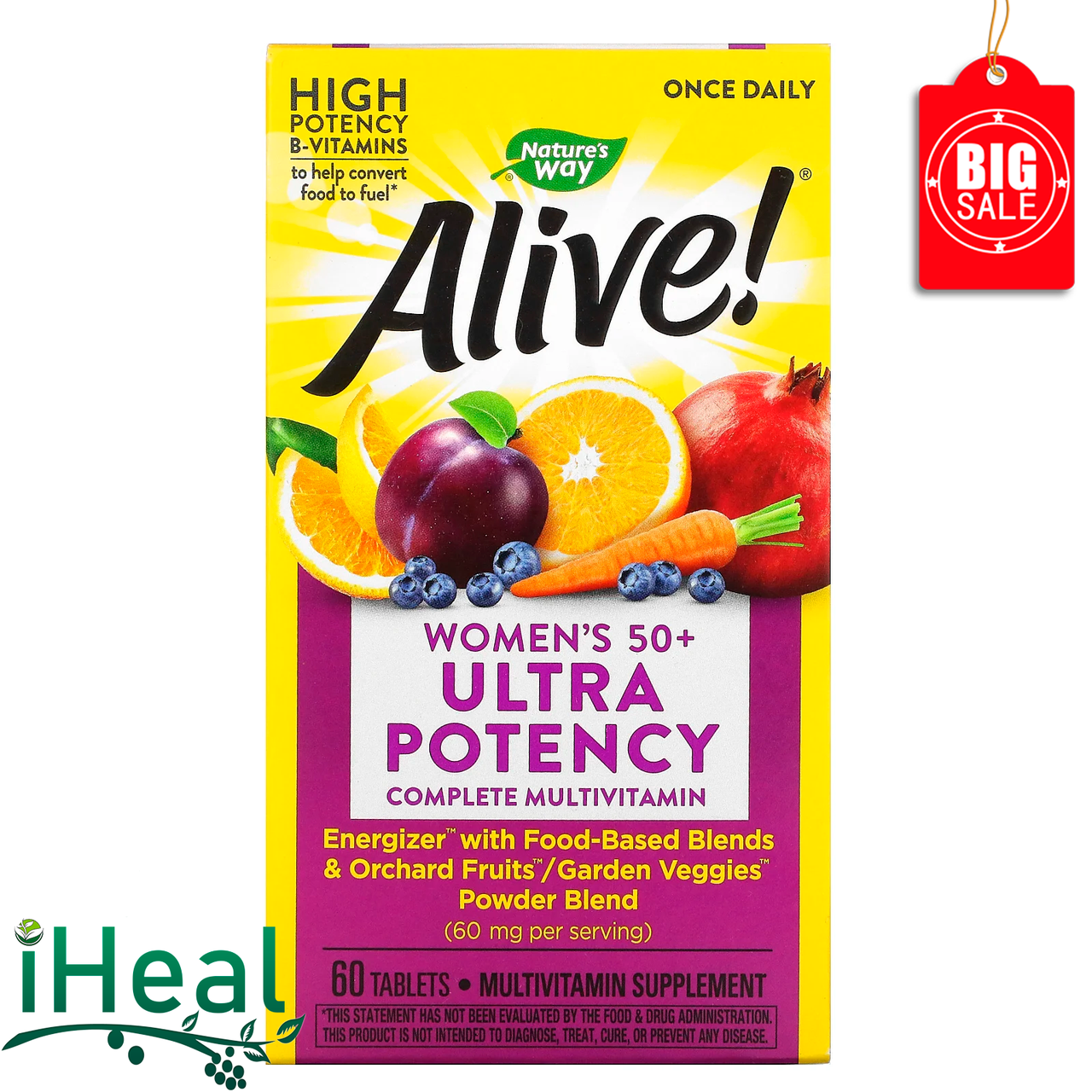 

Nature's Way, Alive! одна таблетка в день, мультивитамины для женщин старше 50 лет, 60 таблеток