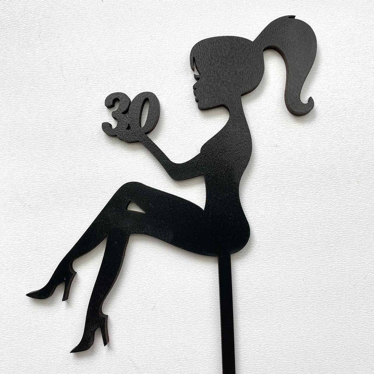 

Топер, декор для кондитерських виробів Дівчина з цифрою 30