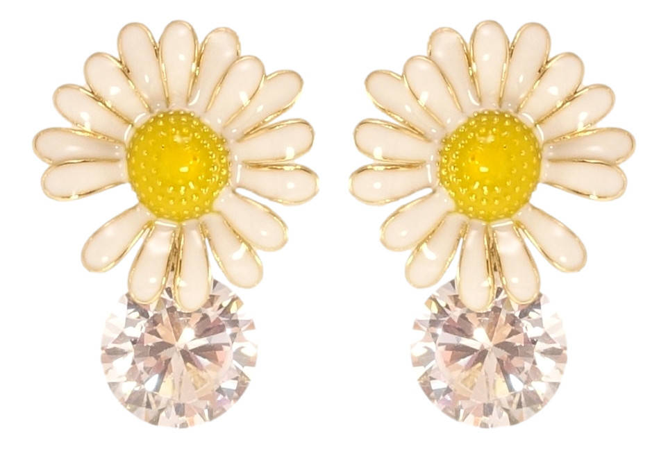 

Серьги Xuping JEAN GOUJ Позолота 14K игла серебро 925 гвоздики (пусеты) "Ромашки с кристаллами, прокраска