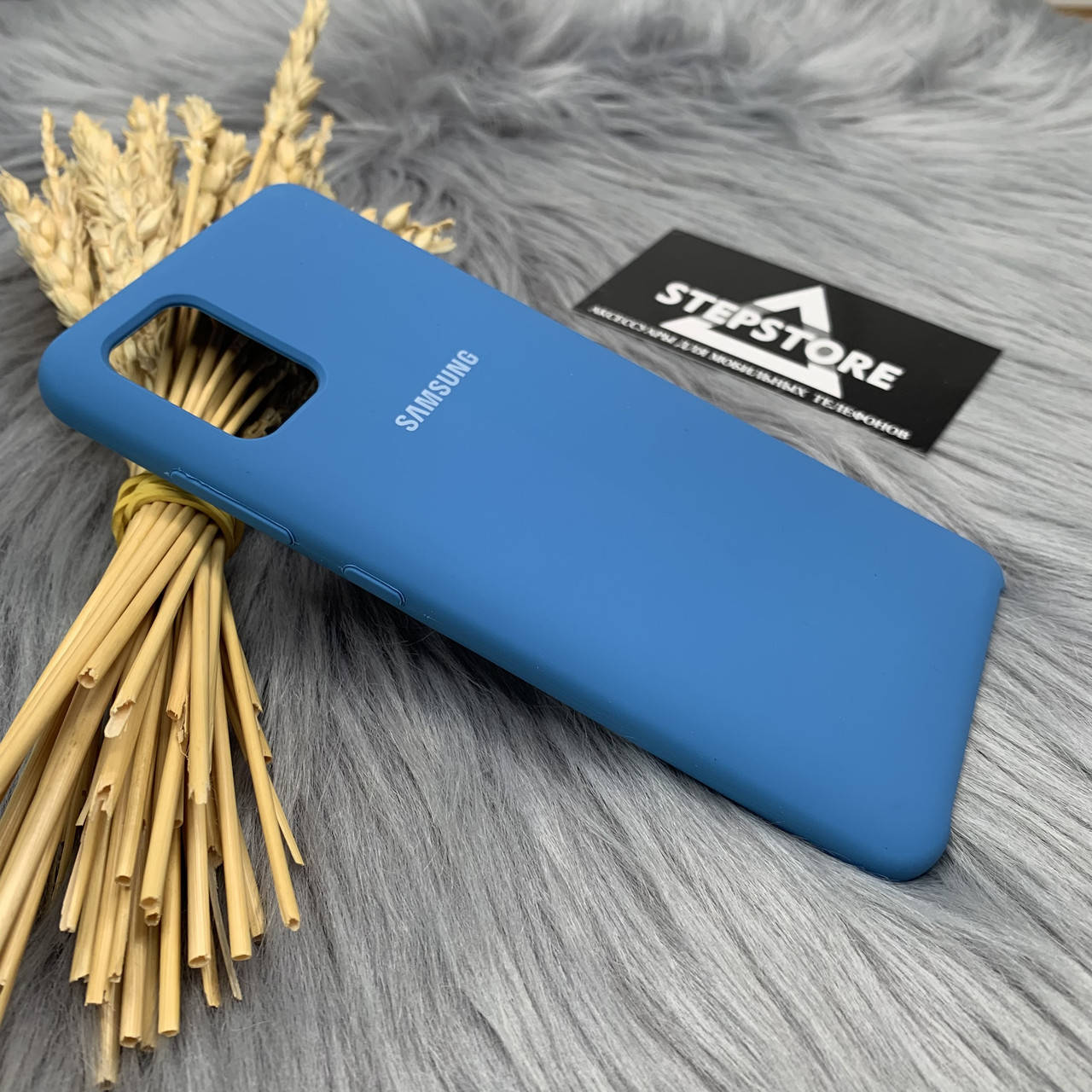 

Чехол Silicone Case для Samsung A51 А515 с микрофиброй противоударный силиконовый Люкс Качество soft touch Светло синий