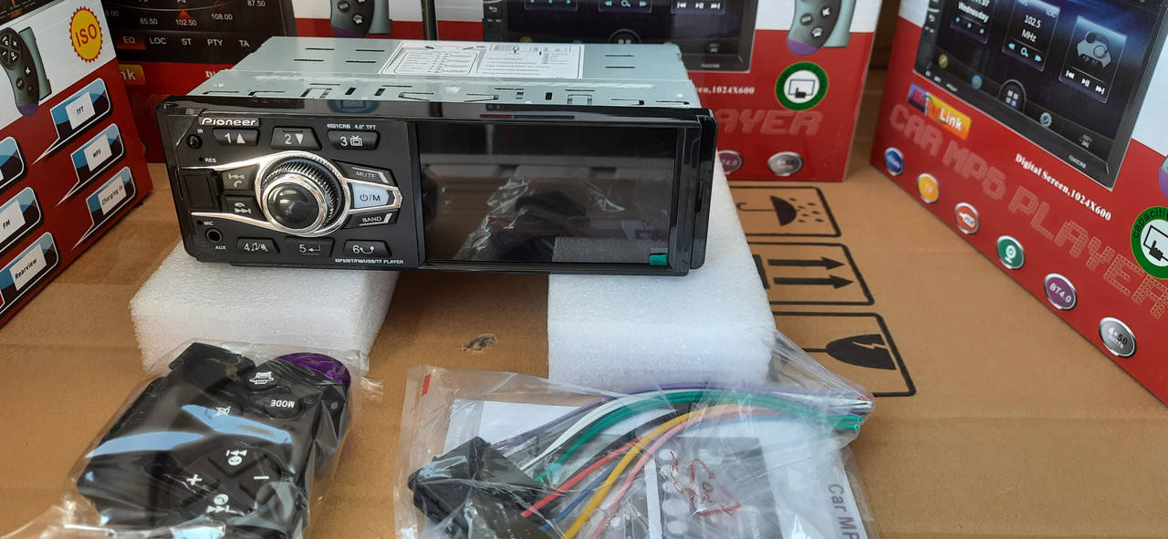

Автомагнитола Pioneer 4031+пульт на руль блютуз однодиновая магнитола с видео экраном 4 дюйма магнитофон пионе