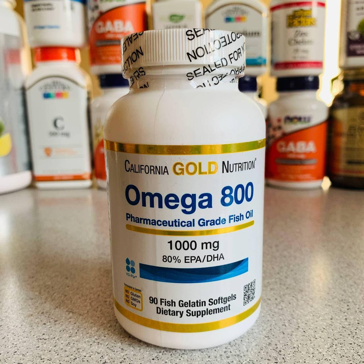 

California Gold Nutrition, омега 800, рыбий жир, 1000 мг, 90 капсул