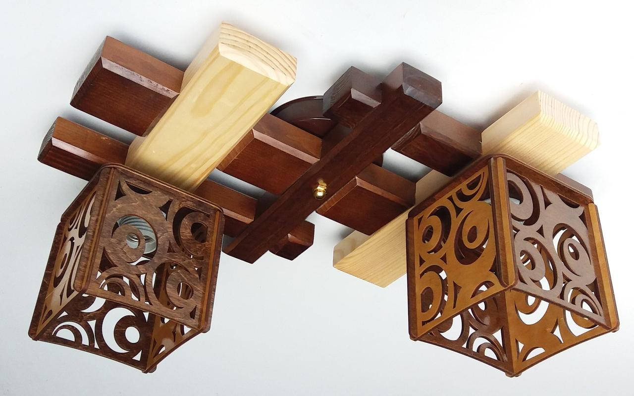 

Люстра деревянная на два патрона с деревяными плафонами Граф/2, Коричневый