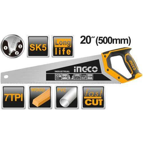 

Ножовка по дереву 500 мм 7 з/д сталь SK5 INGCO INDUSTRIAL