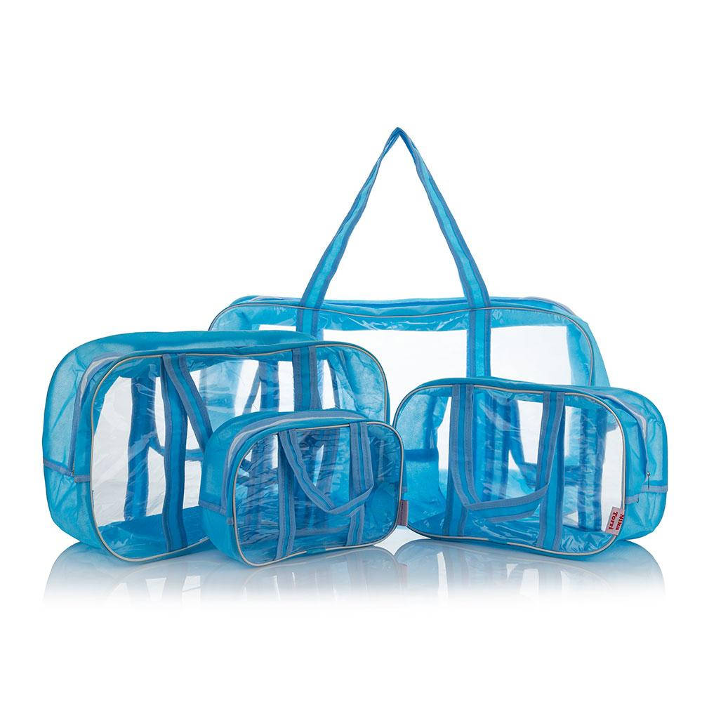 

Набор прозрачных сумок (S,M,L,XL) Nika Torrі комбинированные ПВХ + спанбонд Голубой