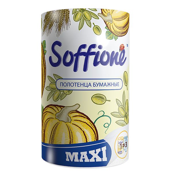 

Рушники паперові SOFFIONE Maxi 150 відривів, рулон