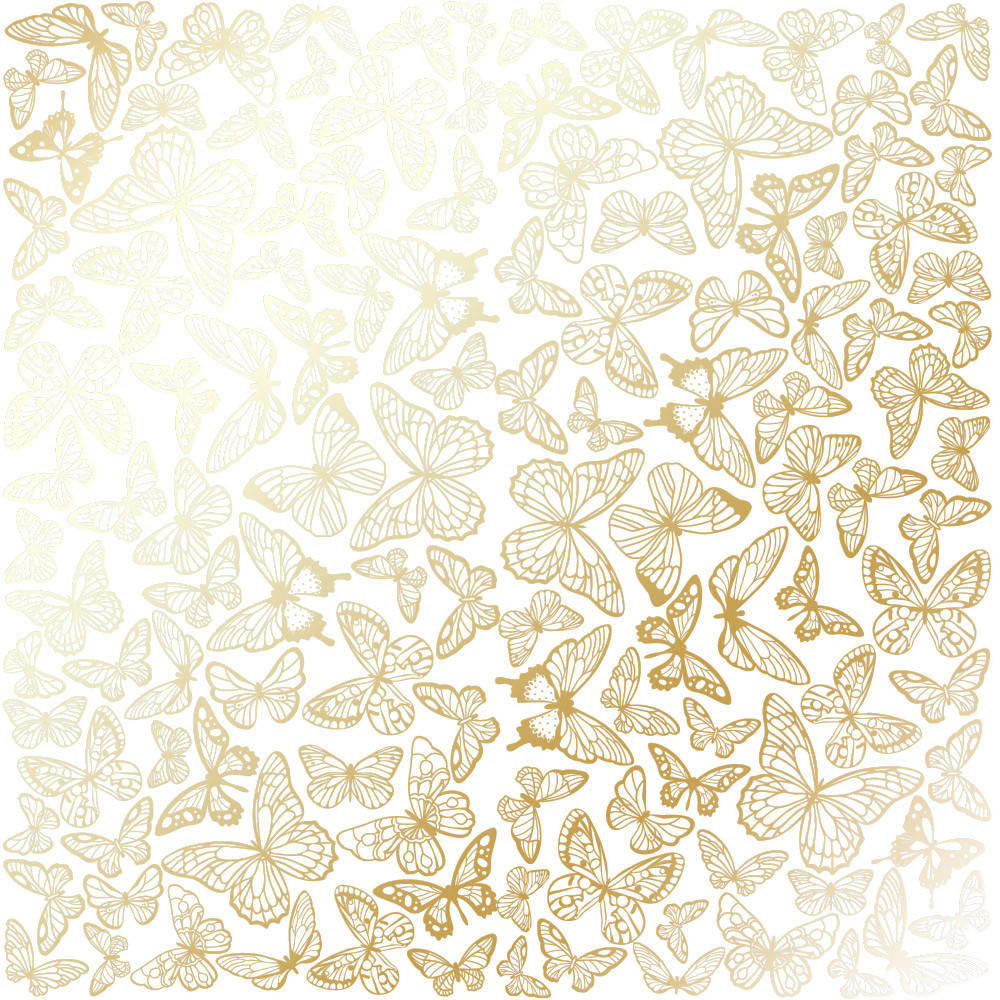 

Папір з фольгуванням - Golden Butterflies White - Fabrika Decoru - 30x30
