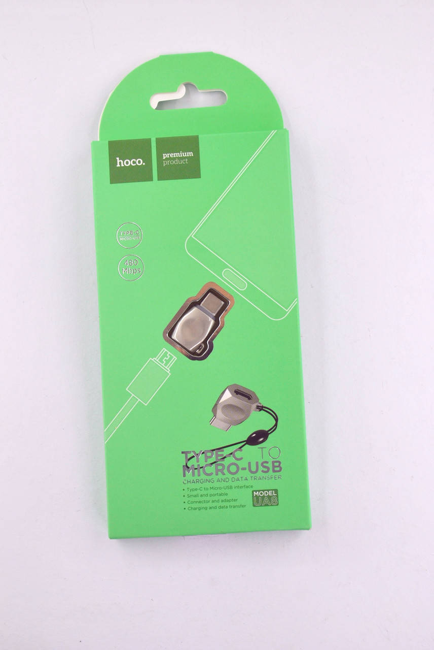 

Переходник HOCO UA8 с Micro USB мама на Type-C папа Silver, Серый