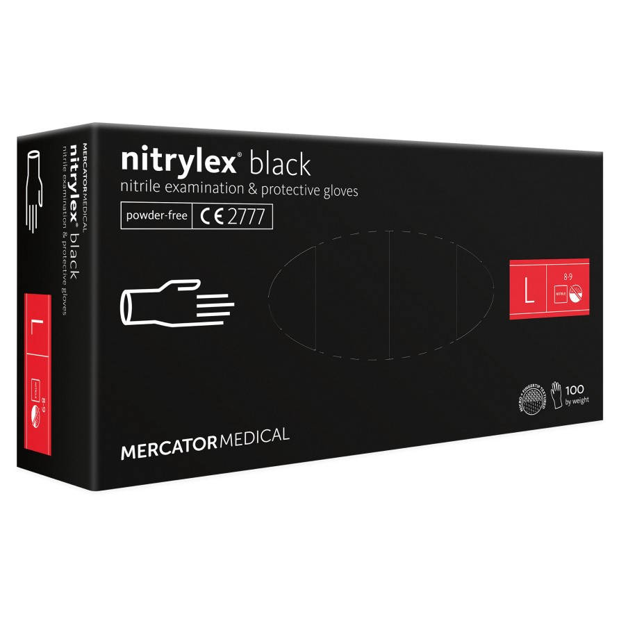 

Нитриловые перчатки Mercator Nitrylex Black размер  черные (50 пар, Черный