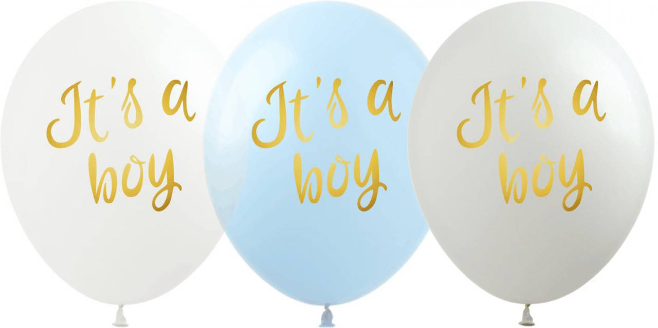 

Шары воздушные детские "It`s a boy", белые и голубые, 6 шт., 12″ (30 см), Голубой
