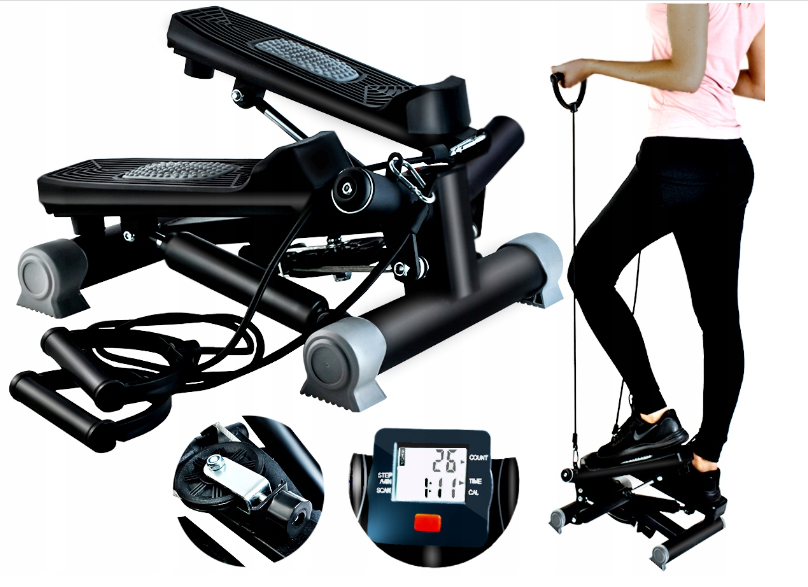 

Степер з еспандерами та дисплеєм Malatec 120 кг, степер