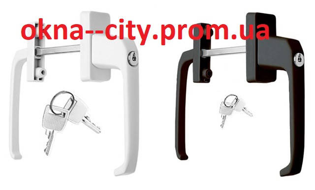 

Ручка двухсторонняя с замком на балконные двери, Киев, Белый