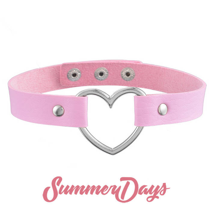 

Чокер с сердцем Искусственная кожа, розовый
