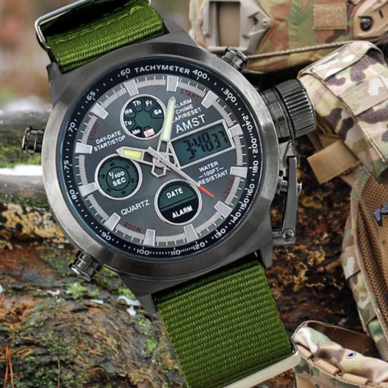 

Армейские часы наручные с подсветкой будильник AMST 3003 Оригинал