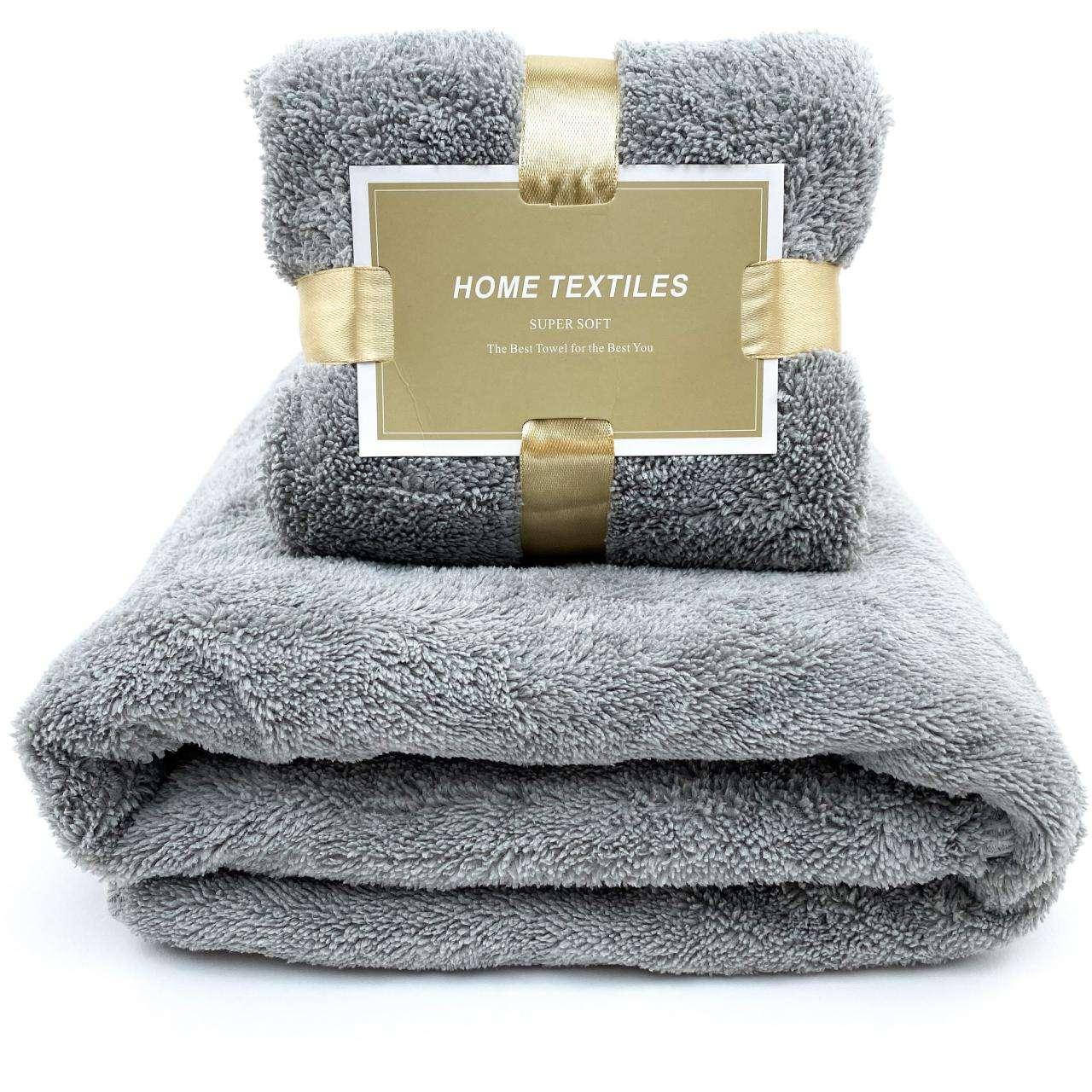 

Комплект полотенец однотонный Home Textiles (микрофибра) серый