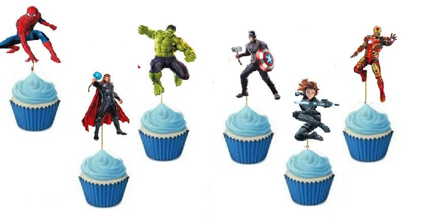 

Топперы для капкейков фигурные Мстители Супергерои