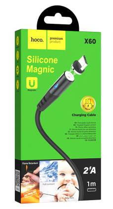 

Магнітний Кабель micro-USB Шнур для Зарядки Оригінал Hoco X60 Силіконовий, Черный