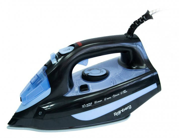 

Паровой утюг для одежды, ручной утюг Rainberg RB-6311 черный с керамической подошвой