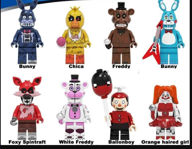 

Конструктор фигурки человечки аниматроники Фредди пять ночей для лего lego 8 шт