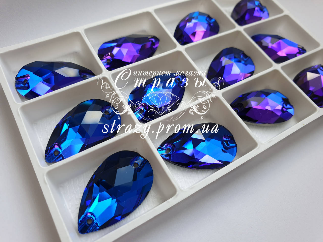 

Стразы Lux Капля 17х28мм. Capri Blue