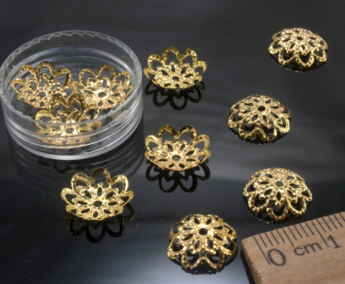 

(5грамм 50шт) Обниматели для бусин,Ø12мм шапочки для бусин, золото (сп5нг-0953)