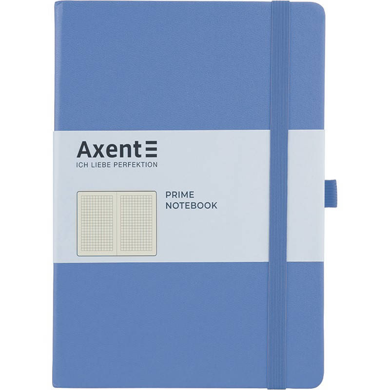 

Блокнот 145*210 на гумці Axent Partner Prime в клітинку 96арк, тверда обкладинка волошковий