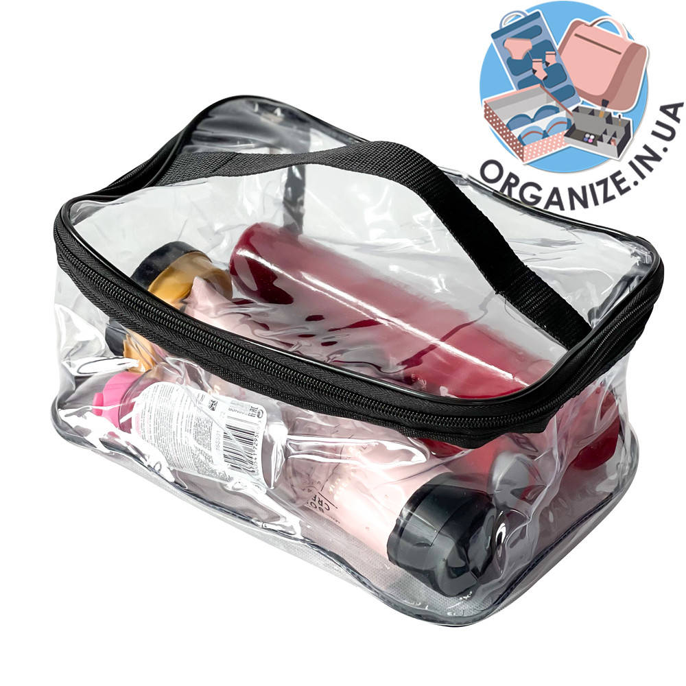 

Прозрачная косметичка из плотного силикона L ORGANIZE (черный)