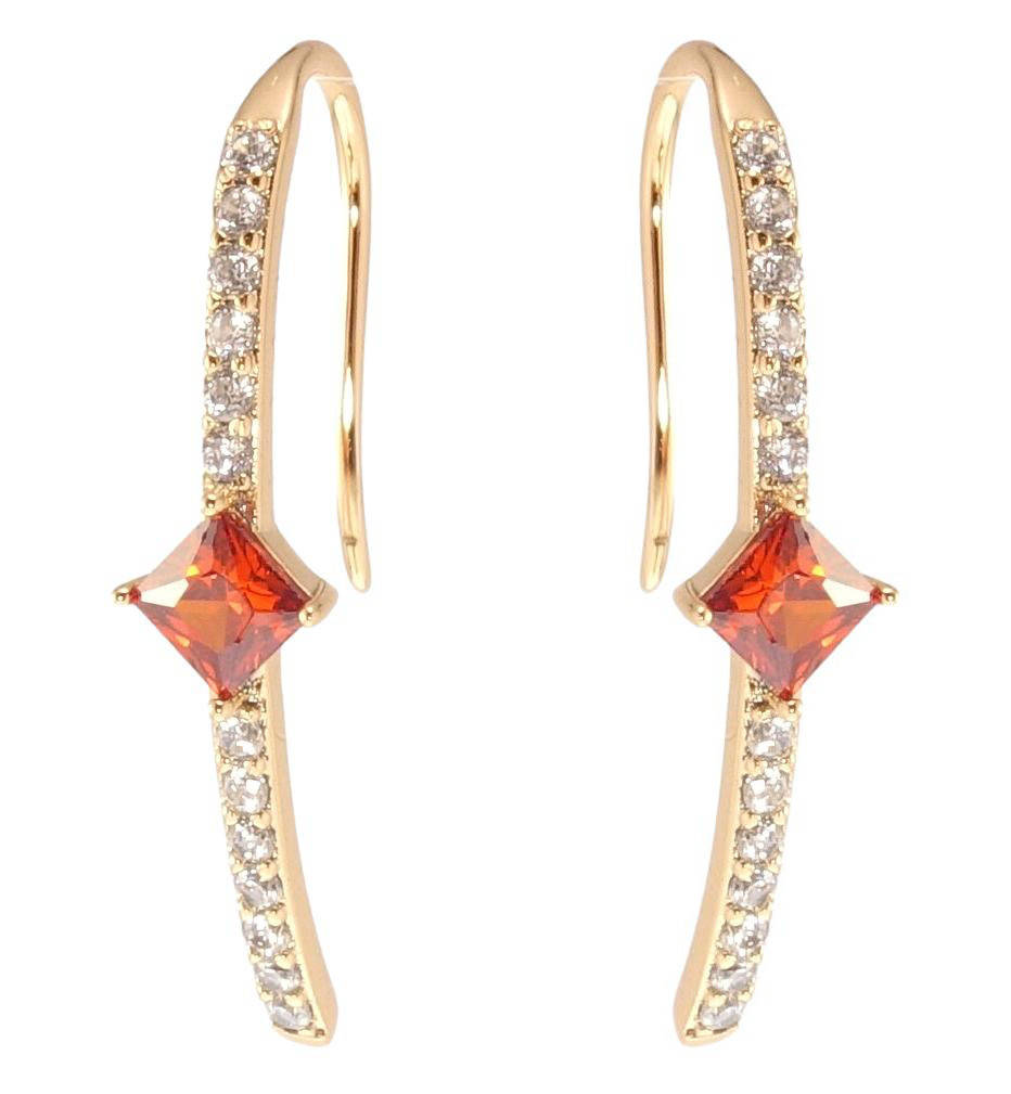 

Серьги Xuping Позолота 18K французский замок "Дорожки циркония с красным фианитом"