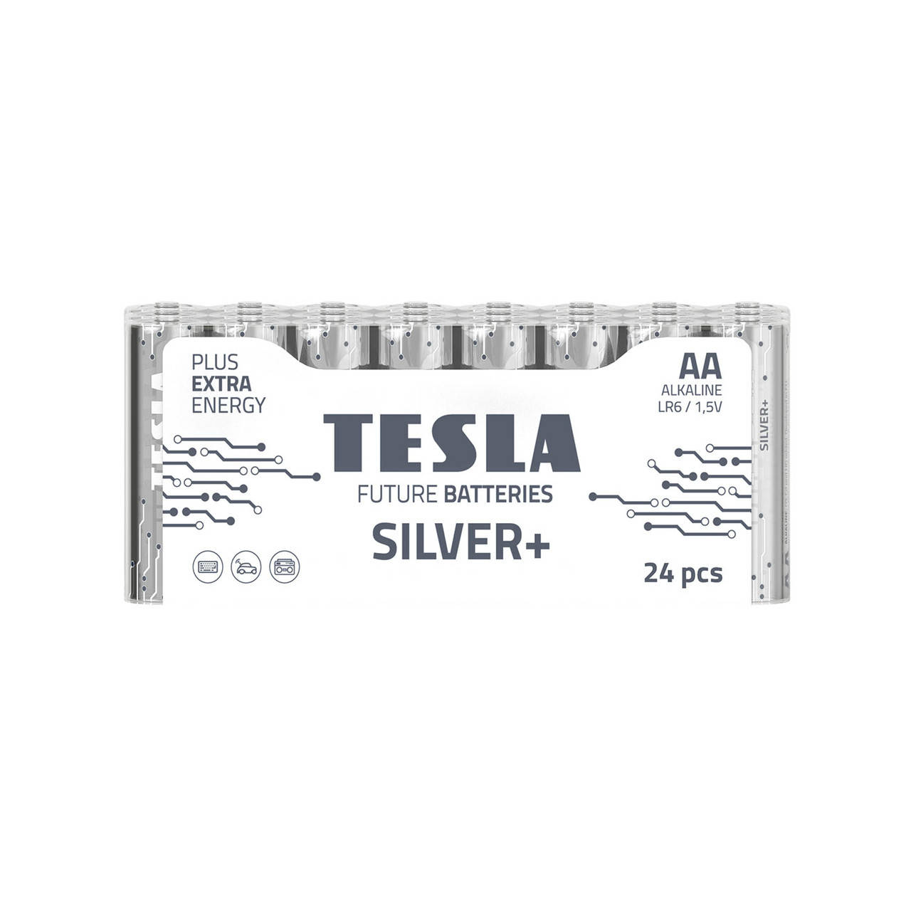 

Щелочные батарейки TESLA SILVER+ AA (LR06) 24 шт.