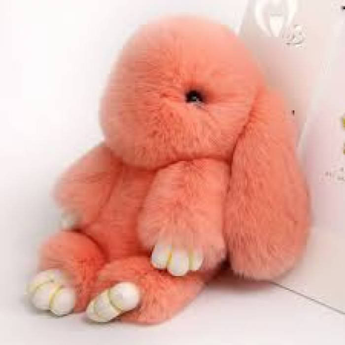 

Брелок меховый Кролик Rex Fendi, Персиковый
